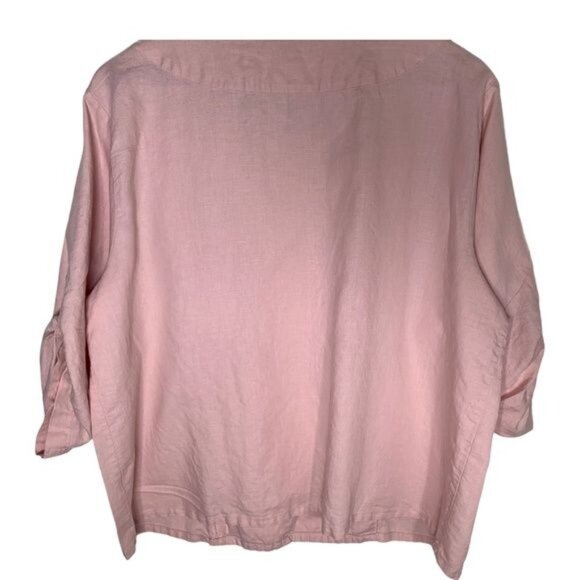 Liz Claiborne Pink Linen Moto Jacket XL Lightweight Zip Blazer Casual Layer - Picture 10 of 10